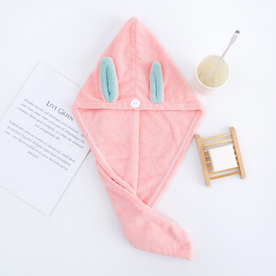 Prosop de păr de iepure șapcă de baie femei plajă fleece de corali șampon cu uscare rapidă cu absorbție de apă drăguț duș vară piscină caldă iarnă