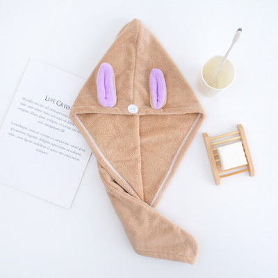 Prosop de păr de iepure șapcă de baie femei plajă fleece de corali șampon cu uscare rapidă cu absorbție de apă drăguț duș vară piscină caldă iarnă