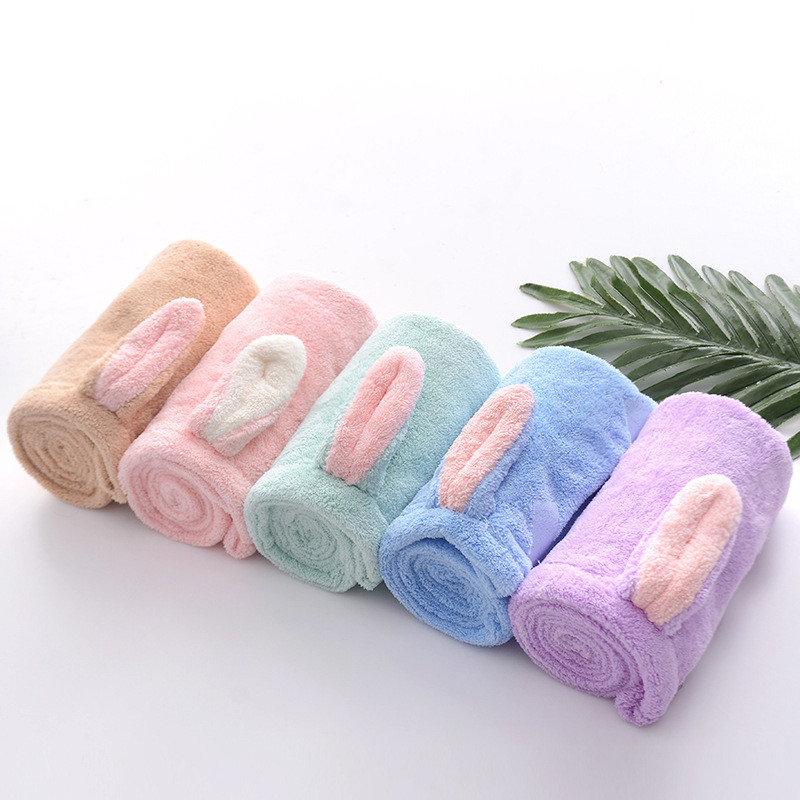 Prosop de păr de iepure șapcă de baie femei plajă fleece de corali șampon cu uscare rapidă cu absorbție de apă drăguț duș vară piscină caldă iarnă