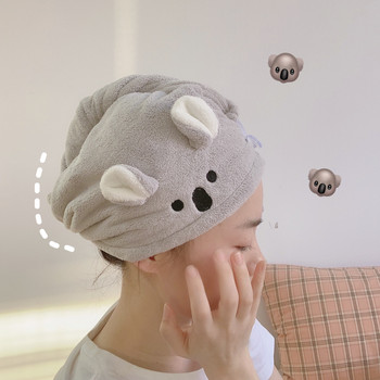 W&G Дамска шапка за суха коса Фина вълнена кърпа Cute Bunny Bear Корейска абсорбираща мека сладка кърпа за коса Шампоан Шапка за душ Суха кърпа за коса