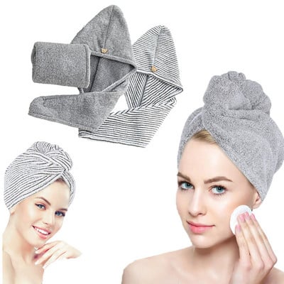 Πετσέτες μαλλιών από ανθρακί από μπαμπού Πετσέτες τουρμπάνι κεφαλής μπάνιου Γρήγορη στέγνωμα πετσέτες μαλλιών κατά του φριζαρίσματος για στεγνά μαλλιά Γυναικείο μπάνιο για κορίτσια