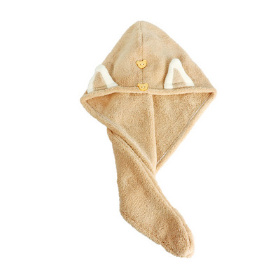 Brzosušivi ručnici za kosu za žene i djecu, slatke mačje uši, superupijajući, deblji turban ručnici od mikrofibre s gumbima u obliku medvjeda