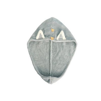 Brzosušivi ručnici za kosu za žene i djecu, slatke mačje uši, superupijajući, deblji turban ručnici od mikrofibre s gumbima u obliku medvjeda