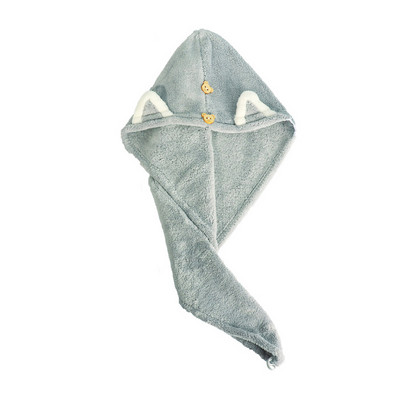 Brzosušivi ručnici za kosu za žene i djecu, slatke mačje uši, superupijajući, deblji turban ručnici od mikrofibre s gumbima u obliku medvjeda
