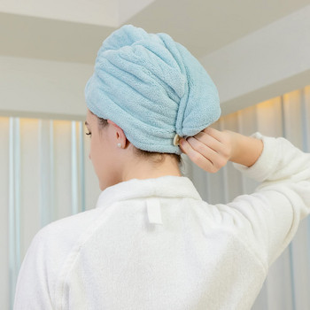 Хавлиена кърпа за коса Дамска баня Плажна шапка за душ Преносима туристическа уплътняваща дамска бързосъхнеща 2/1 бр. Глава на тюрбан Плътен цвят Подарък за приятелка