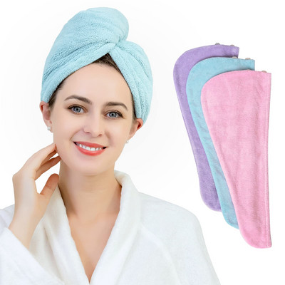 Prosop de păr Wrap Femei Baie Plajă Cască de duș Portabil Călătorie Îngroșare Lady Uscare rapidă 2/1 buc Turban Cap Culoare Solidă Cadou prietenă