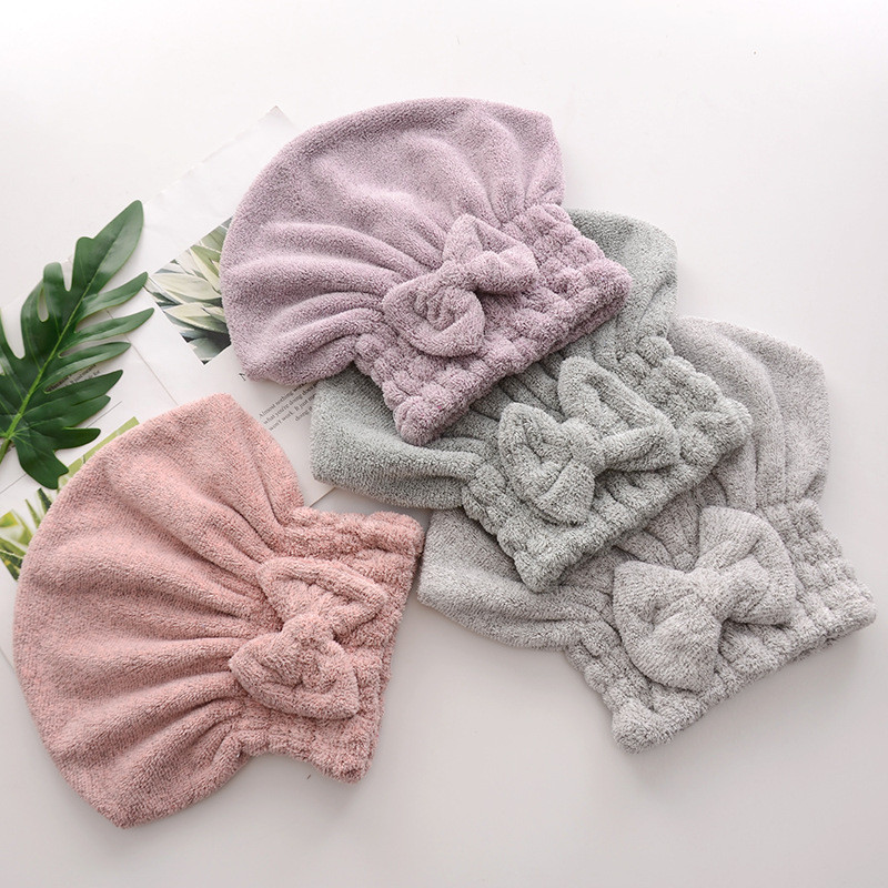 Fibră de cărbune de bambus, cu uscare rapidă, absorbantă, pălărie pentru uscare a părului, pentru casă, cu fundă, pălărie prințesă, ambalaj cadou, prosoape pentru cap Bt21