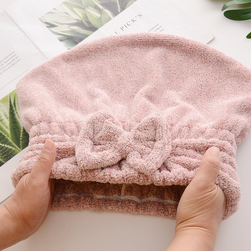 Fibră de cărbune de bambus, cu uscare rapidă, absorbantă, pălărie pentru uscare a părului, pentru casă, cu fundă, pălărie prințesă, ambalaj cadou, prosoape pentru cap Bt21