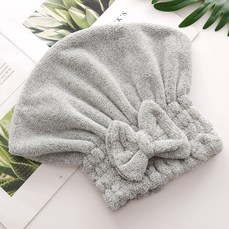 Fibră de cărbune de bambus, cu uscare rapidă, absorbantă, pălărie pentru uscare a părului, pentru casă, cu fundă, pălărie prințesă, ambalaj cadou, prosoape pentru cap Bt21