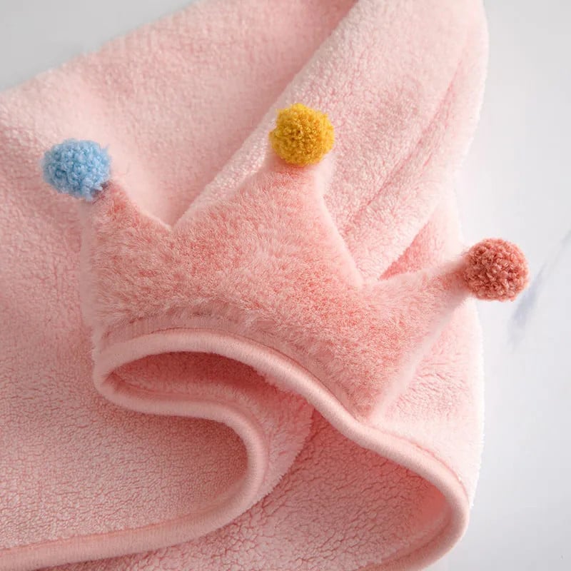 Χαριτωμένο ροζ κορώνα καπάκι μαλλιών Γρήγορη στέγνωμα μικροϊνών Πετσέτα για τα μαλλιά σκούπισμα Περιτύλιγμα μακριά μαλλιά Turban Miraculous Sauna Απορροφητικές πετσέτες