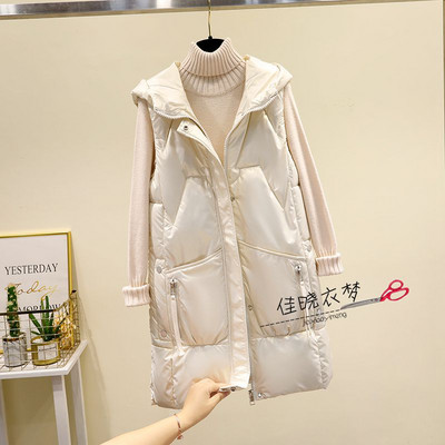 Női mellény kapucnival és zsebbel