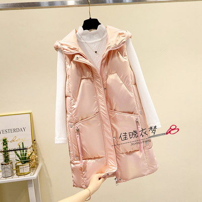 Női mellény kapucnival és zsebbel