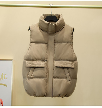 Női őszi mellény a hétköznapokra, magas gallérral és cipzárral