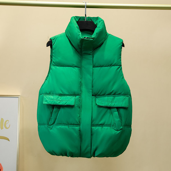 Női őszi mellény a hétköznapokra, magas gallérral és cipzárral