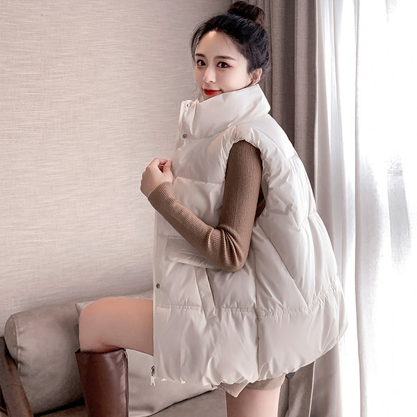 Női őszi mellény a hétköznapokra, magas gallérral és cipzárral