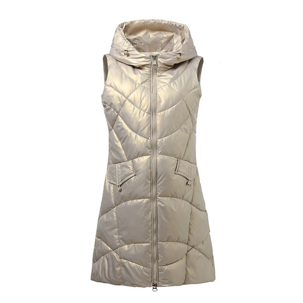 Ženski prsluk srednje dužine s kapuljačom