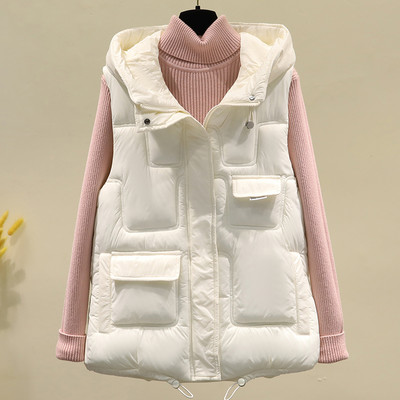 Ženski prsluk s kapuljačom i džepom