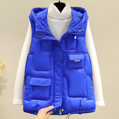 Ženski prsluk s kapuljačom i džepom