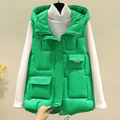 Ženski prsluk s kapuljačom i džepom