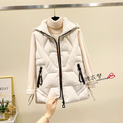 Női őszi-téli mellény cipzárral és kapucnival