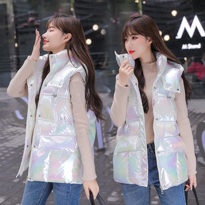 Vesta colorata de dama cu gluga si guler inalt