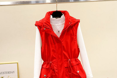 Moteriška liemenė su gobtuvu ir kaklaraiščiais