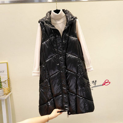 Moderan ženski dugi prsluk s kapuljačom