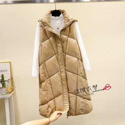 Moderan ženski dugi prsluk s kapuljačom