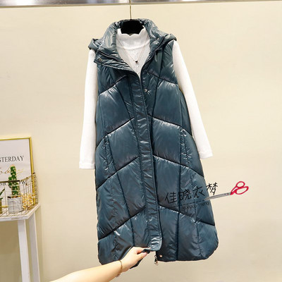 Moderan ženski dugi prsluk s kapuljačom