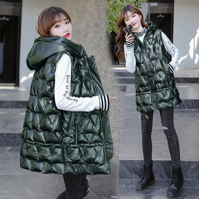 Ženski dugi prsluk s kapuljačom