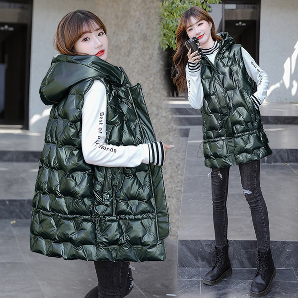 Ženski dugi prsluk s kapuljačom