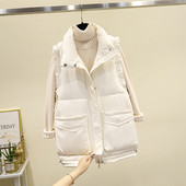 Vesta scurta casual de dama cu guler inalt si buzunar