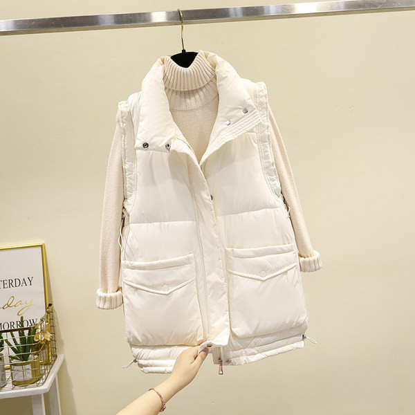 Vesta scurta casual de dama cu guler inalt si buzunar