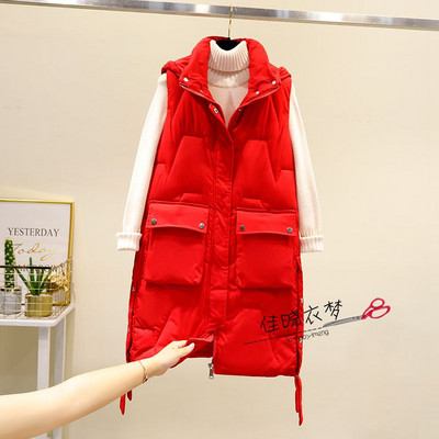 Moteriška ilga liemenė su gobtuvu ir kišenėmis