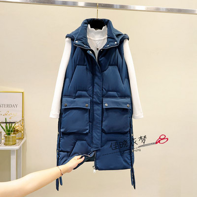 Moteriška ilga liemenė su gobtuvu ir kišenėmis