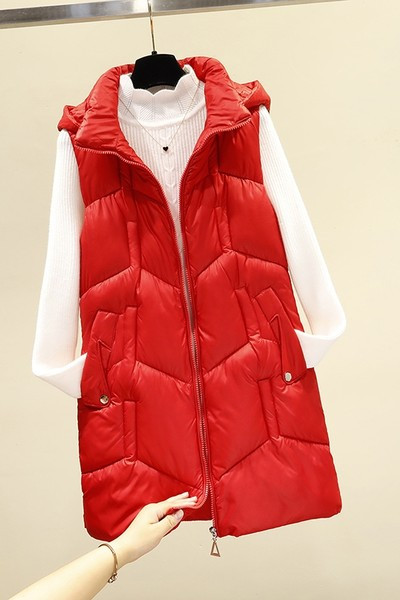 Vestă de damă de lungime medie cu fermoar