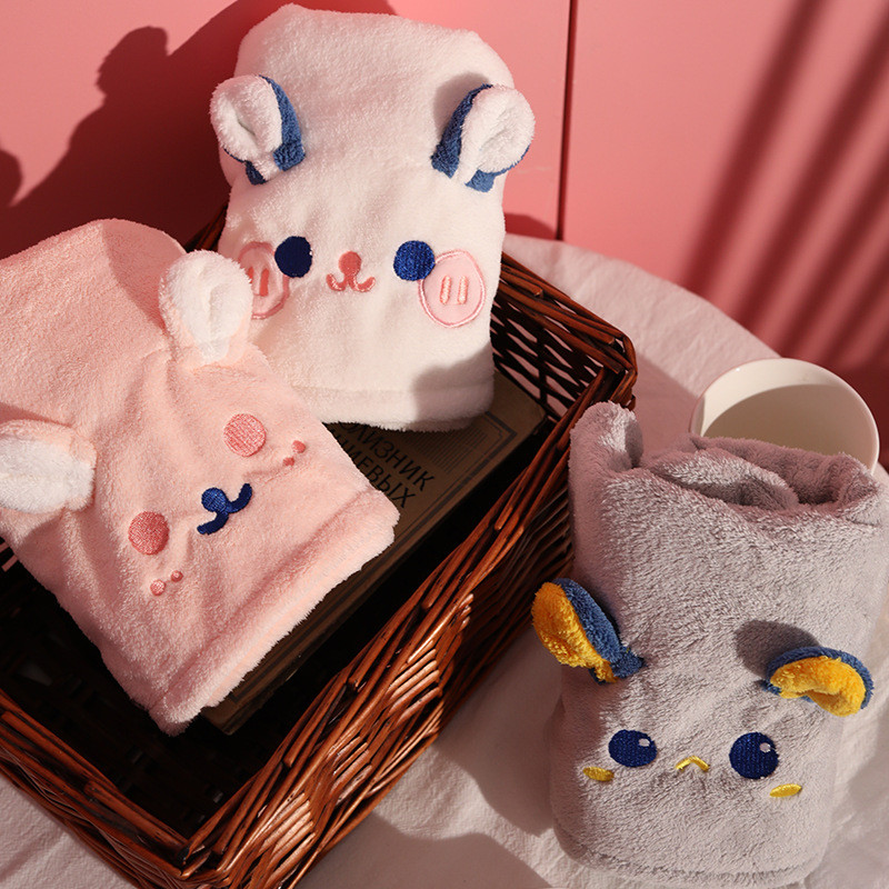 Új száraz hajsapka mikroszálas vastagító aranyos hajtörlő pakolás ultra nedvszívó gyorsan száradó hajturbán puha női 25x65cm