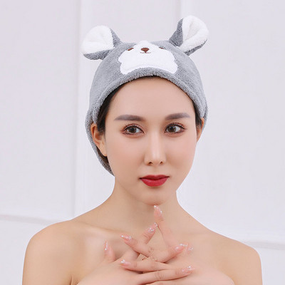 Prosoape de baie cu uscare rapidă, drăguț, moi, pentru copii adulți, catifea de coral, model de desene animate, șapcă de păr uscat, respirabilă