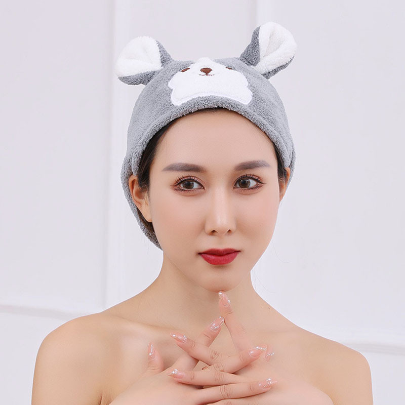 Prosoape de baie cu uscare rapidă, drăguț, moi, pentru copii adulți, catifea de coral, model de desene animate, șapcă de păr uscat, respirabilă