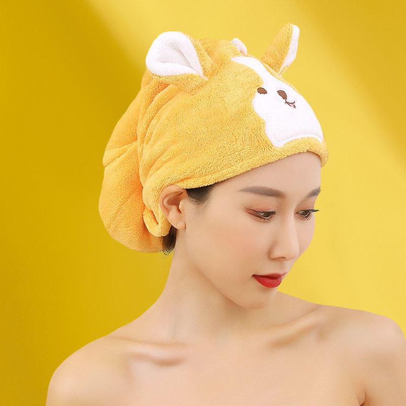 Prosoape de baie cu uscare rapidă, drăguț, moi, pentru copii adulți, catifea de coral, model de desene animate, șapcă de păr uscat, respirabilă