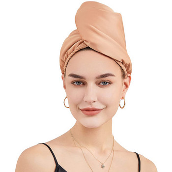 Нова модна удебелена сатенена шапка за сушене на коса Дамска двуслойна водопоглъщаща кърпа за коса Шапка за душ Коралов полар Тюрбан