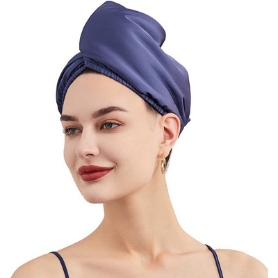 Nauja madinga stora satininė plaukų džiovinimo kepuraitė moterims dvigubo sluoksnio vandenį sugerianti plaukų rankšluosčių dušo kepurė Koralų vilnos turbanas