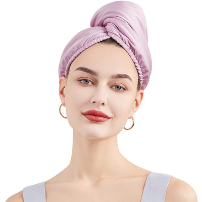 Nauja madinga stora satininė plaukų džiovinimo kepuraitė moterims dvigubo sluoksnio vandenį sugerianti plaukų rankšluosčių dušo kepurė Koralų vilnos turbanas