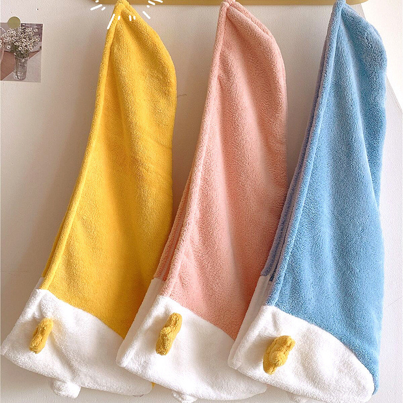 Mikropluošto plaukų rankšluostis mielas antienos įvyniojamas kepurėlis, greitas dangtelis, turbanas, greitai sugeriantis, greitai džiūstantis moteriškas buitinis plaukų rankšluostis