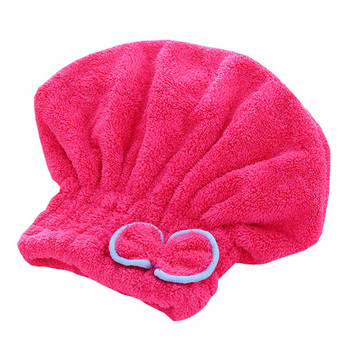Едноцветна шапка за суха коса с панделка, мека, висококачествена, плътна, супер абсорбираща, бързосъхнеща кърпа за коса от коралов руно за жени, дамска