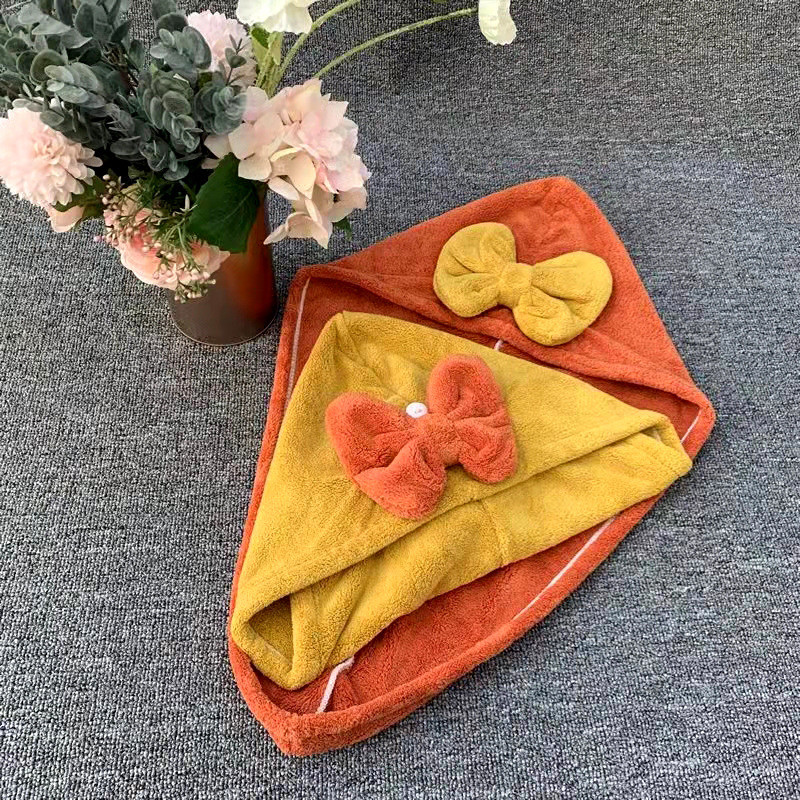 Sušilo za kosu Koraljno runo za žene Slatka mašna Knead Meka upijajuća žuta narančasta 25*65 cm Lijepi ručnici za kupanje za odrasle Kupaonica Ins