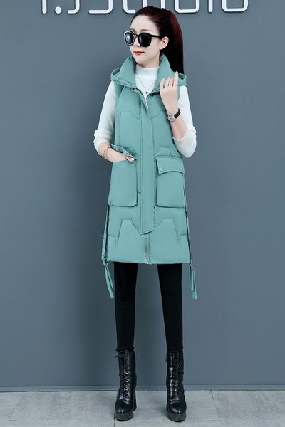 Vesta de dama cu buzunar si gluga