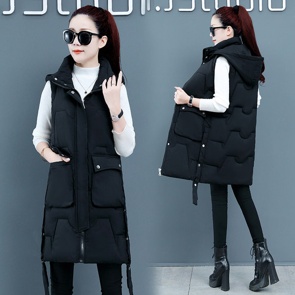 Vesta de dama cu buzunar si gluga