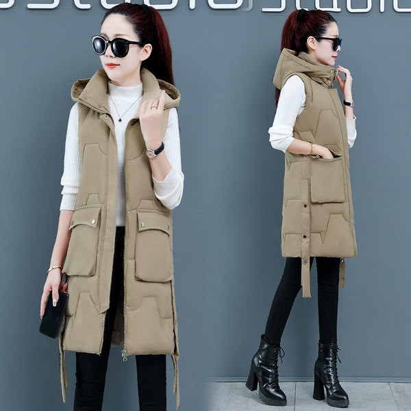 Vesta de dama cu buzunar si gluga