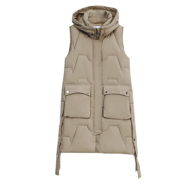 Vesta de dama cu buzunar si gluga